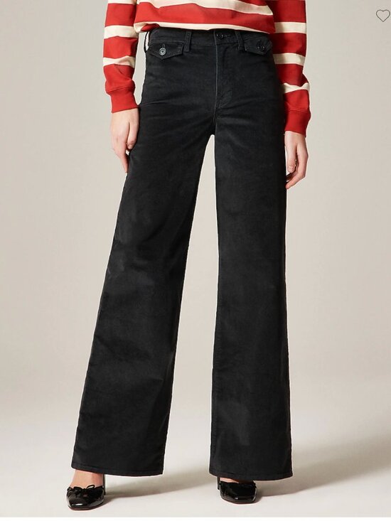 J. Crew Pants - NWT J.Crew Wid-Leg Trouser in Black Washed Velvet 33/16